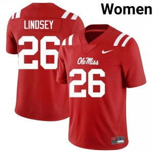 Elite Thread JT Lindsey #26 Ole Miss Rebels Red Jersey | Women University Football Stitched Fan Gear 98436627