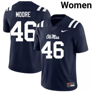 Top-Tier Jackson Moore #46 Ole Miss Navy Jersey | Women University Football Stitched Fan Gear 79847353