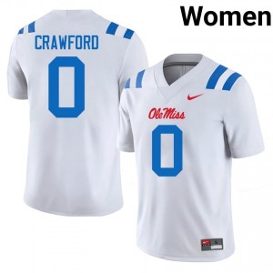Jalyn Crawford #0 Ole Miss Jersey | Exclusive White College Football Women Swen 63970040