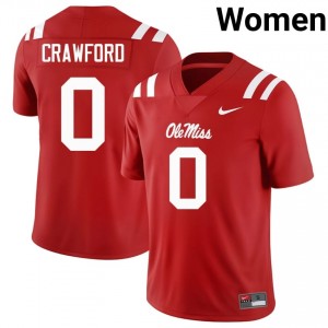 Elite Thread Jalyn Crawford #0 Ole Miss Rebels Red Jersey | Women University Football Stitched Fan Gear 52224340