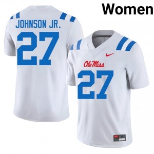 Ole Miss Kervin Johnson Jr. #27 White Jersey | Premium Swen NCAA Football Women Apparel 34455340