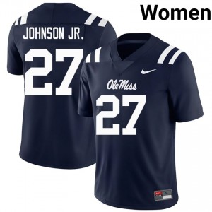 Navy Kervin Johnson Jr. #27 Mississippi Rebels Jersey | Women High School Football Limited Stitched 72542697
