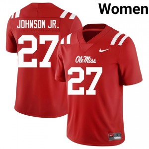 Kervin Johnson Jr. #27 Ole Miss Rebels Jersey | Gameday Red College Football Women Stitched 34896444