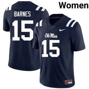 Mississippi Rebels Landon Barnes #15 Navy Jersey | Essential Stitched NCAA Football Women Apparel 16573251