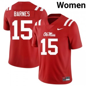 Red Landon Barnes #15 Ole Miss Rebels Jersey | Women High School Football Moisture Wicking Stitched 57427112