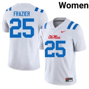 Ole Miss Makhi Frazier #25 White Jersey | Premium Swen NCAA Football Women Apparel 33263062