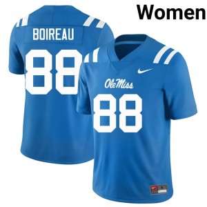 Officially Licensed Michai Boireau #88 Ole Miss Rebels Powder Blue Jersey | Women University Football Embroidery Fan Gear 49242006