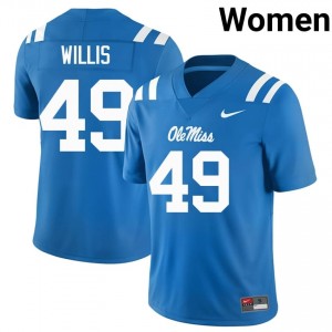 Powder Blue Patrick Willis #49 Rebels Jersey | Women High School Football Licensed Embroidery 54391740