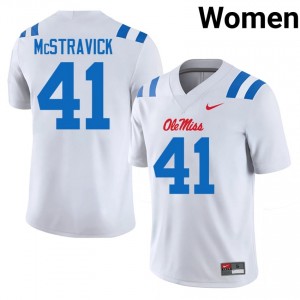 White Peter McStravick #41 UM Rebels Jersey | Women High School Football Fresh Swen 64276064