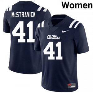 Peter McStravick #41 Ole Miss Jersey | Pro-Grade Navy College Football Women Stitched 11126243
