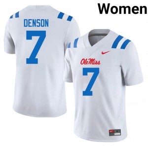 Sharif Denson #7 UM Rebels Jersey | Exclusive White College Football Women Swen 68532683