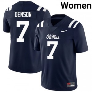 #7 Sharif Denson Ole Miss Navy Jersey | Classic Stitched Women Player Football Gear 46864681