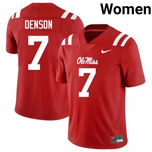 Elite Thread Sharif Denson #7 Miss Rebels Red Jersey | Women University Football Stitched Fan Gear 93725548