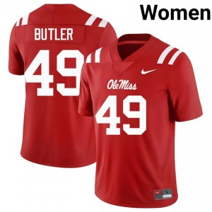 #49 Tah'j Butler Miss Rebels Red Jersey | Alumni Stitched Women Player Football Gear 10064264