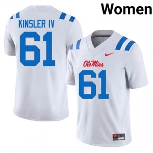UM Rebels Tommy Kinsler IV #61 White Jersey | Premium Swen NCAA Football Women Apparel 78987644
