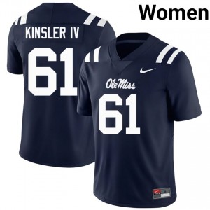 Navy Tommy Kinsler IV #61 Ole Miss Jersey | Women High School Football Limited Stitched 79592754