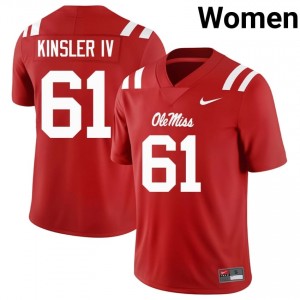 Tommy Kinsler IV #61 Miss Rebels Jersey | Gameday Red College Football Women Stitched 91541973