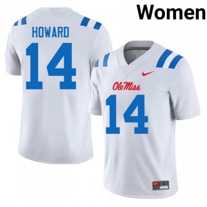 #14 Walker Howard UM Rebels White Jersey | Elite Swen Women Player Football Gear 83764919
