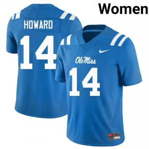Powder Blue Walker Howard #14 Ole Miss Rebels Jersey | Women High School Football Licensed Embroidery 48854194