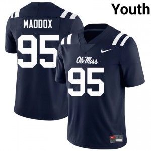 Mississippi Rebels Andrew Maddox #95 Navy Jersey | Essential Swen NCAA Football Youth Apparel 40085442