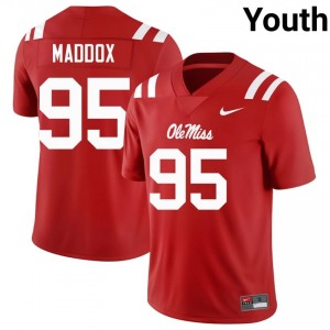 Red Andrew Maddox #95 Ole Miss Rebels Jersey | Youth High School Football Moisture Wicking Stitch 80946450