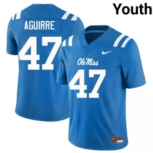 #47 Anthony Aguirre Rebels Powder Blue Jersey | Authentic Stitched Youth Player Football Gear 27038754