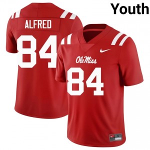 #84 Dillon Alfred Miss Rebels Red Jersey | Alumni Stitch Youth Player Football Gear 50886785