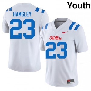 Durable George Hamsley #23 UM Rebels White Jersey | Youth University Football Embroidery Fan Gear 76494869