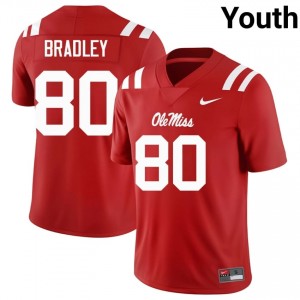 Elite Thread Hayden Bradley #80 Miss Rebels Red Jersey | Youth University Football Stitch Fan Gear 63354620