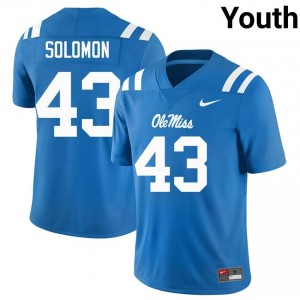 Ole Miss Rebels Isreal Solomon #43 Powder Blue Jersey | Pro Cut Stitched NCAA Football Youth Apparel 59176378