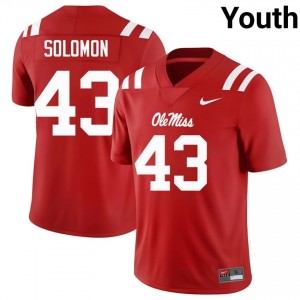 Elite Thread Isreal Solomon #43 Miss Rebels Red Jersey | Youth University Football Stitch Fan Gear 93430125