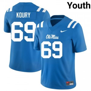Powder Blue Joe Koury #69 Ole Miss Rebels Jersey | Youth High School Football Licensed Stitched 66610595