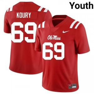Miss Rebels Joe Koury #69 Red Jersey | Genuine Stitch NCAA Football Youth Apparel 63105658