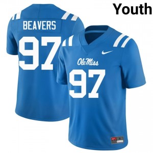 Officially Licensed Kamron Beavers #97 Rebels Powder Blue Jersey | Youth University Football Stitched Fan Gear 66992761