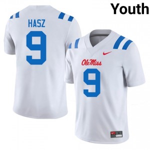 Ole Miss Luke Hasz #9 White Jersey | Premium Embroidery NCAA Football Youth Apparel 60764117