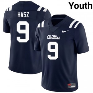 Navy Luke Hasz #9 Mississippi Rebels Jersey | Youth High School Football Limited Swen 33421419