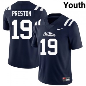 Navy MJ Preston #19 Ole Miss Jersey | Youth High School Football Limited Swen 11542036
