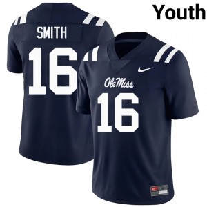 Top-Tier Maealiuaki Smith #16 Ole Miss Navy Jersey | Youth University Football Swen Fan Gear 63106449