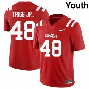 Elite Thread Mark Trigg Jr. #48 Ole Miss Rebels Red Jersey | Youth University Football Stitch Fan Gear 97905973
