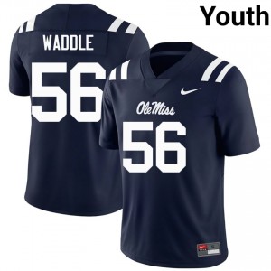 Navy Mason Waddle #56 Mississippi Rebels Jersey | Youth High School Football Limited Swen 78420644