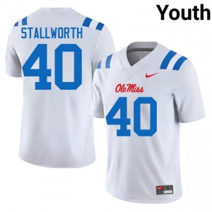 #40 Micah Stallworth UM Rebels White Jersey | Elite Embroidery Youth Player Football Gear 38338012