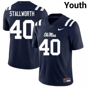 Top-Tier Micah Stallworth #40 Ole Miss Navy Jersey | Youth University Football Swen Fan Gear 30924001