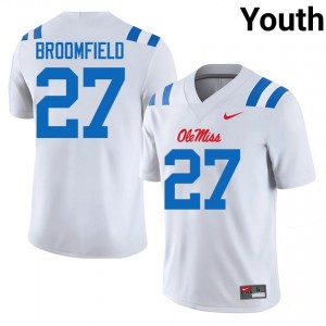 #27 Pat Broomfield UM Rebels White Jersey | Elite Embroidery Youth Player Football Gear 34125683