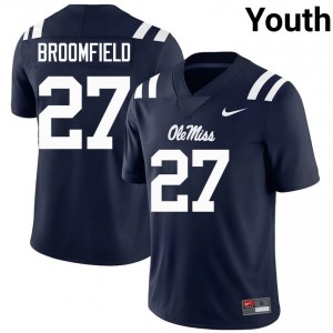 Top-Tier Pat Broomfield #27 Ole Miss Navy Jersey | Youth University Football Swen Fan Gear 29765009