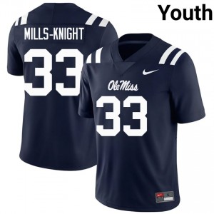 Ole Miss Shekai Mills-Knight #33 Navy Jersey | Essential Swen NCAA Football Youth Apparel 72978687