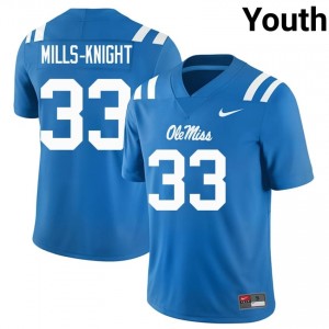 Shekai Mills-Knight #33 Ole Miss Rebels Jersey | Iconic Powder Blue College Football Youth Stitched 27653675