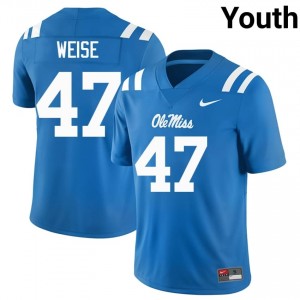 Officially Licensed Stephon Weise #47 Ole Miss Rebels Powder Blue Jersey | Youth University Football Stitched Fan Gear 72610216