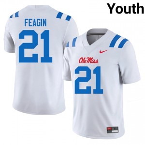 Tavoy Feagin #21 UM Rebels Jersey | Exclusive White College Football Youth Embroidery 12832761