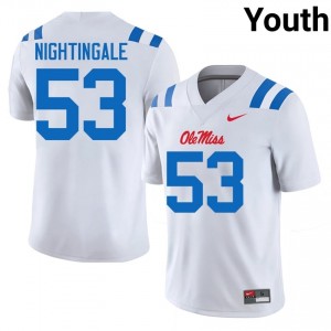 Trey Nightingale #53 UM Rebels Jersey | Exclusive White College Football Youth Embroidery 81468649