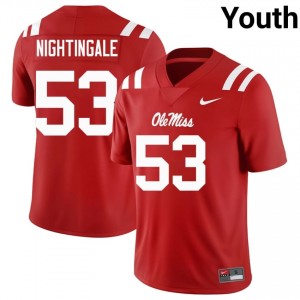 Elite Thread Trey Nightingale #53 Miss Rebels Red Jersey | Youth University Football Stitch Fan Gear 32309063